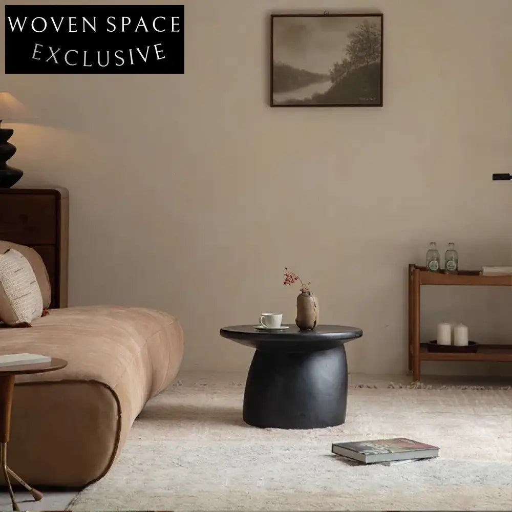 Modern Solid Wood Round Nesting Table Set with Unique Angled Base