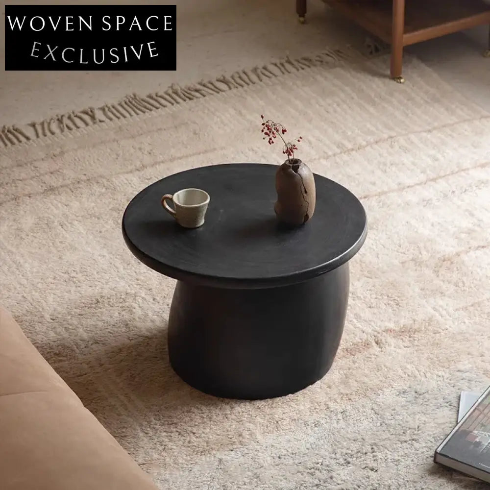 Modern Solid Wood Round Nesting Table Set with Unique Angled Base