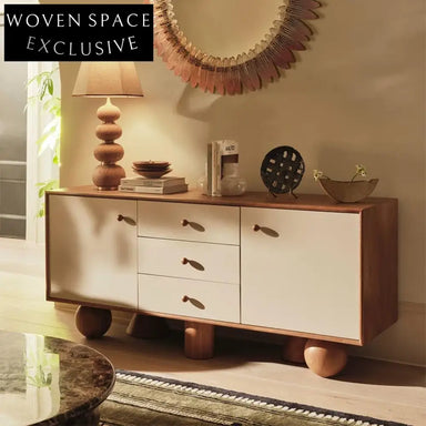 Modern Solid Wood Sideboard Cabinet with Three Storage Drawers