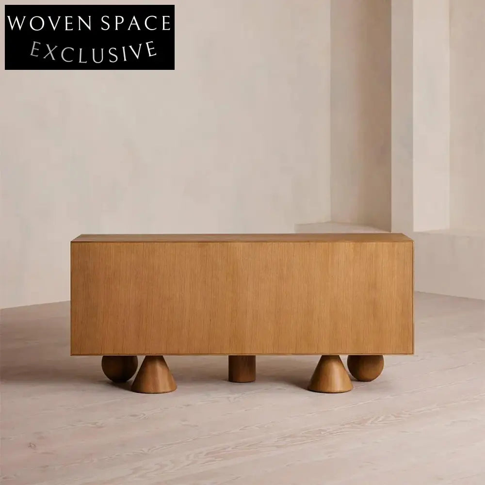 Modern Solid Wood Sideboard Cabinet with Three Storage Drawers