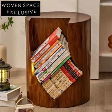 Modern Solid Wood Stump Style End Table, Patio Tea Coffee Table