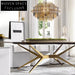 Modern Solid Wood Top Gold Stainless Steel Dining Table for 6