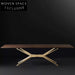Modern Solid Wood Top Gold Stainless Steel Dining Table for 6