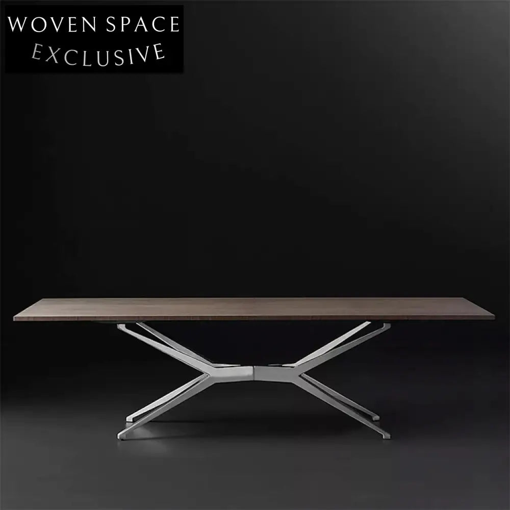 Modern Solid Wood Top Gold Stainless Steel Dining Table for 6