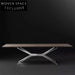 Modern Solid Wood Top Gold Stainless Steel Dining Table for 6
