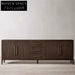Modern Solid Wood TV Console Cabinet with Four-Door Storage and Sideboard