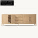 Modern Solid Wood TV Console Cabinet with Four-Door Storage and Sideboard