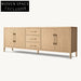 Modern Solid Wood TV Console Cabinet with Four-Door Storage and Sideboard
