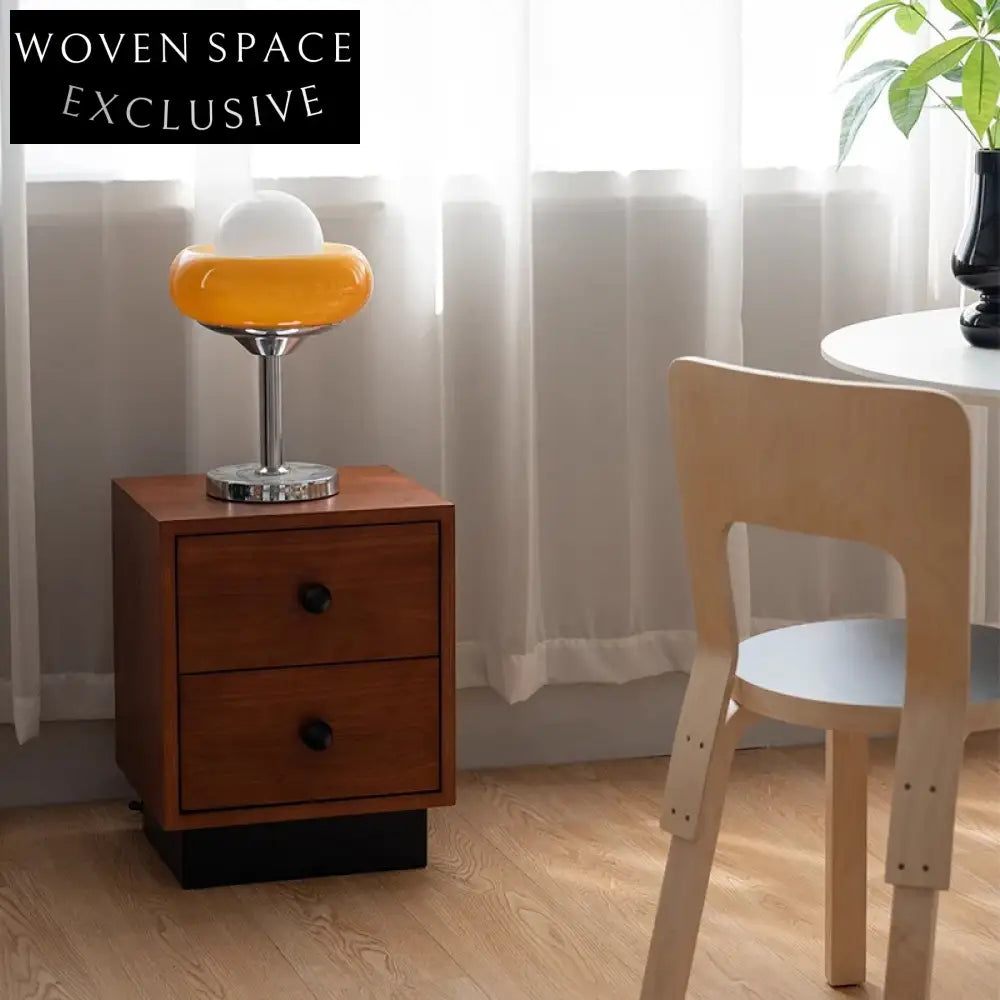 Modern Solid Wood Two-Drawer Storage Bedside Nightstand for Bedroom