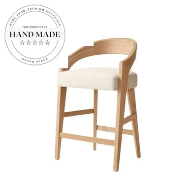 Modern Solid Wood Upholstered Bar Stool with 26-inch Seat Height