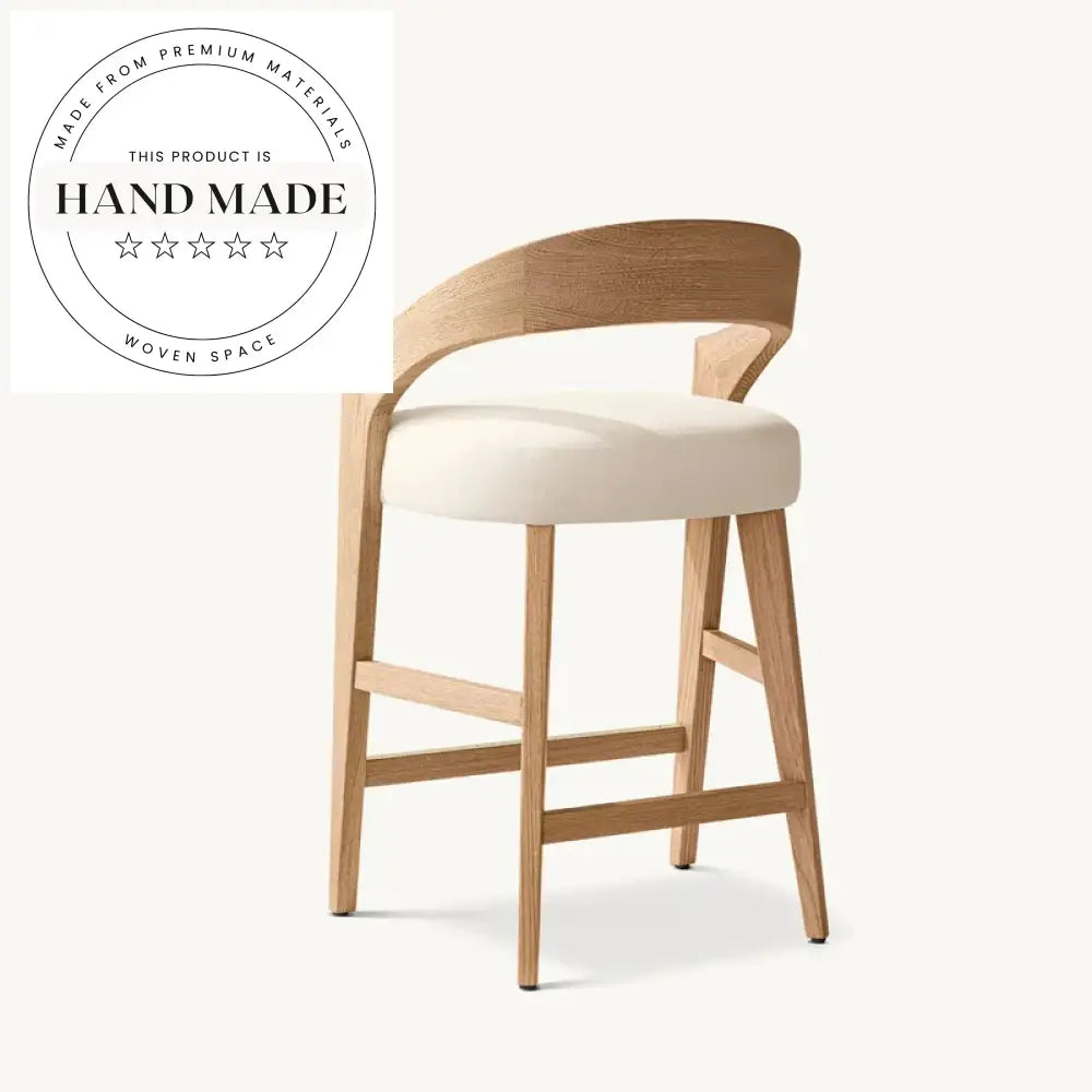 Modern Solid Wood Upholstered Bar Stool with 26-inch Seat Height