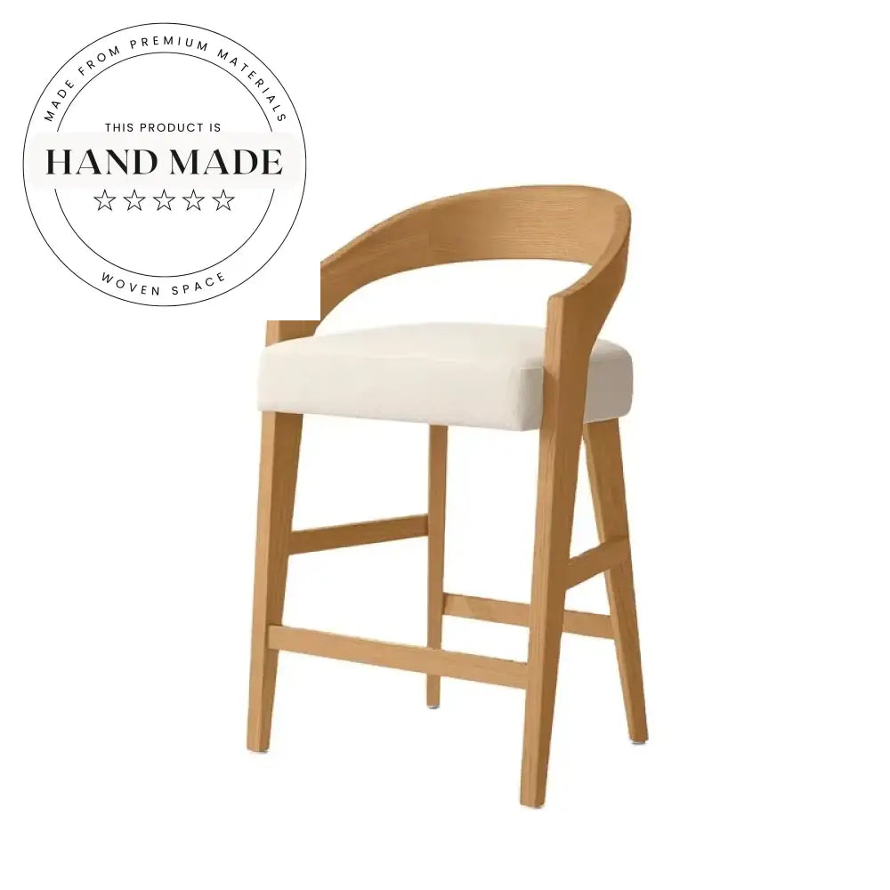 Modern Solid Wood Upholstered Bar Stool with 26-inch Seat Height