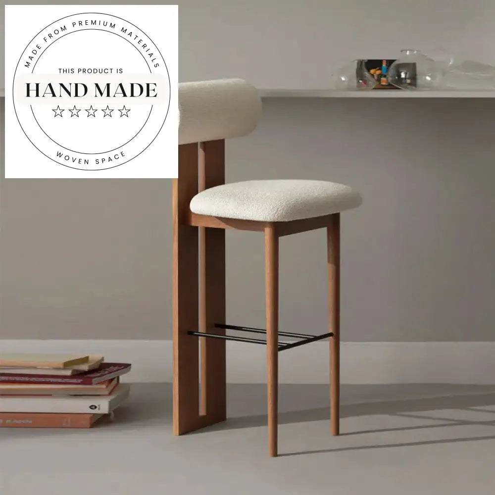 Modern Solid Wood Upholstered Counter Height Bar Stool