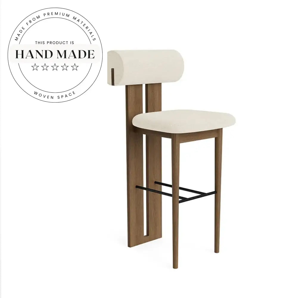 Modern Solid Wood Upholstered Counter Height Bar Stool