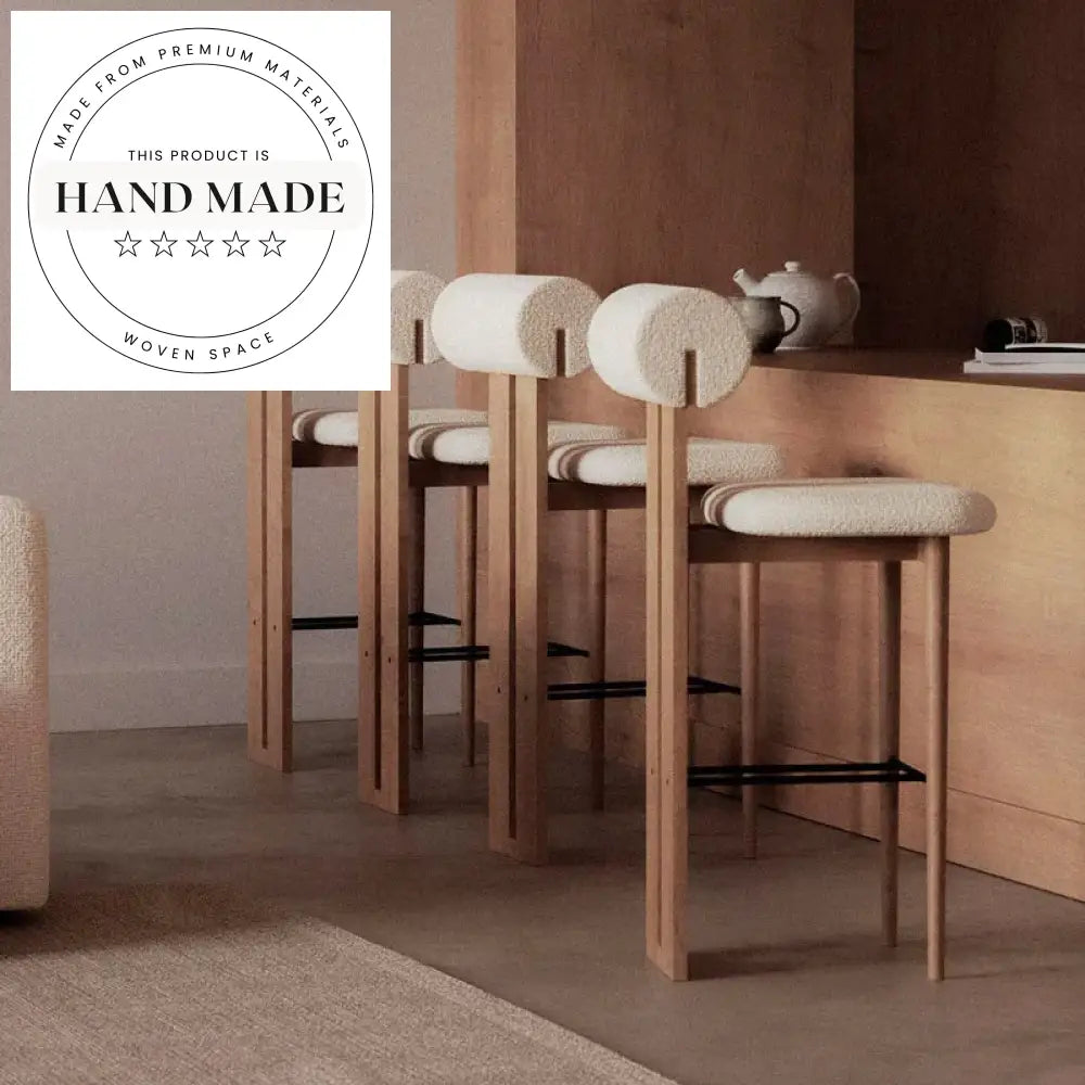 Modern Solid Wood Upholstered Counter Height Bar Stool