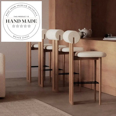 Modern Solid Wood Upholstered Counter Height Bar Stool