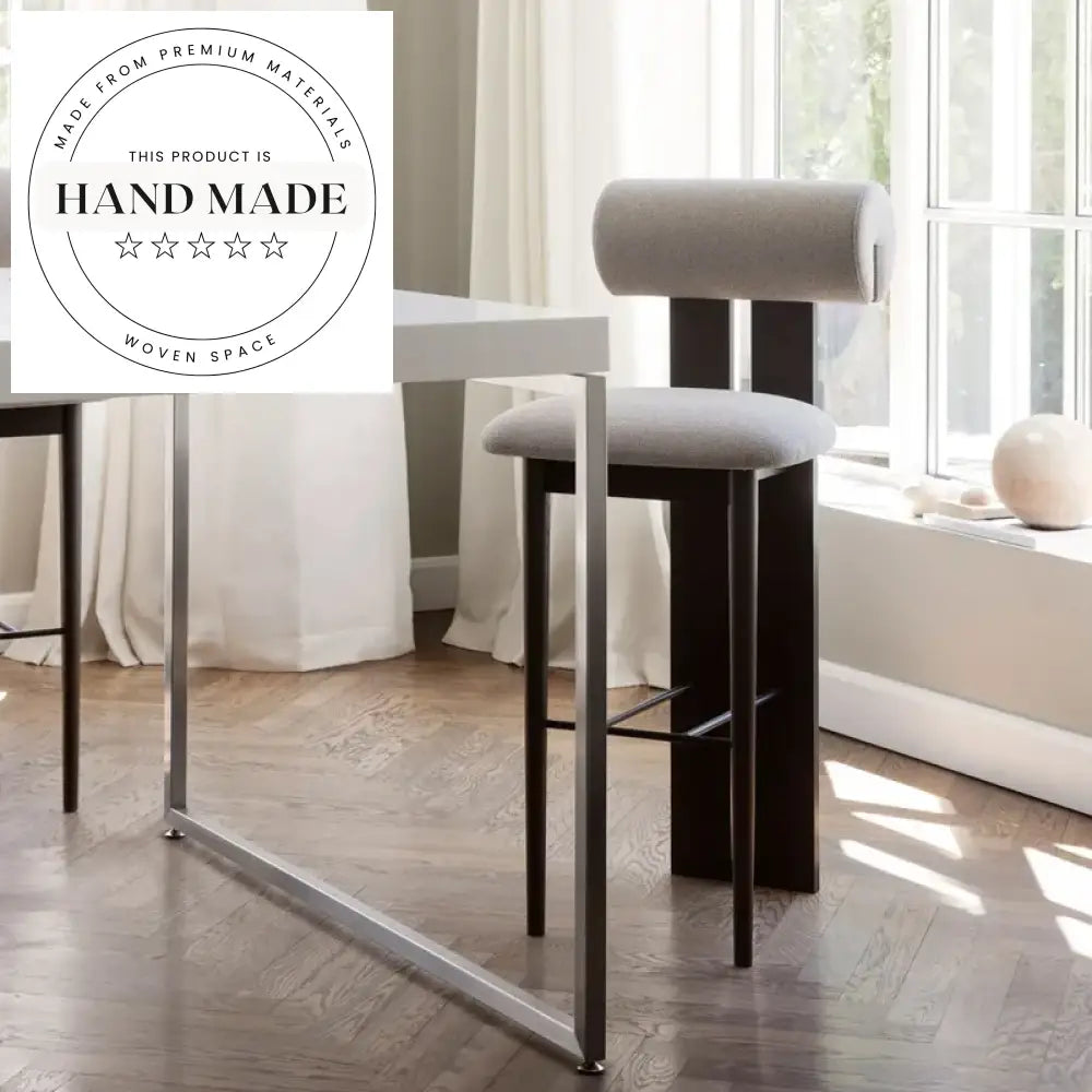 Modern Solid Wood Upholstered Counter Height Bar Stool
