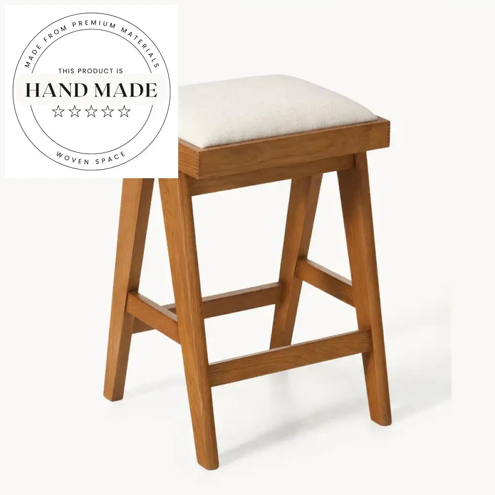 Modern Solid Wood Upholstered Kitchen Counter Height Bar Stool