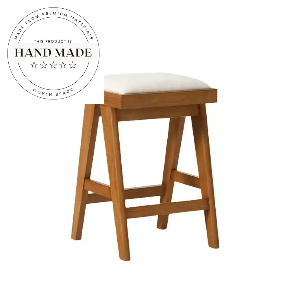 Modern Solid Wood Upholstered Kitchen Counter Height Bar Stool