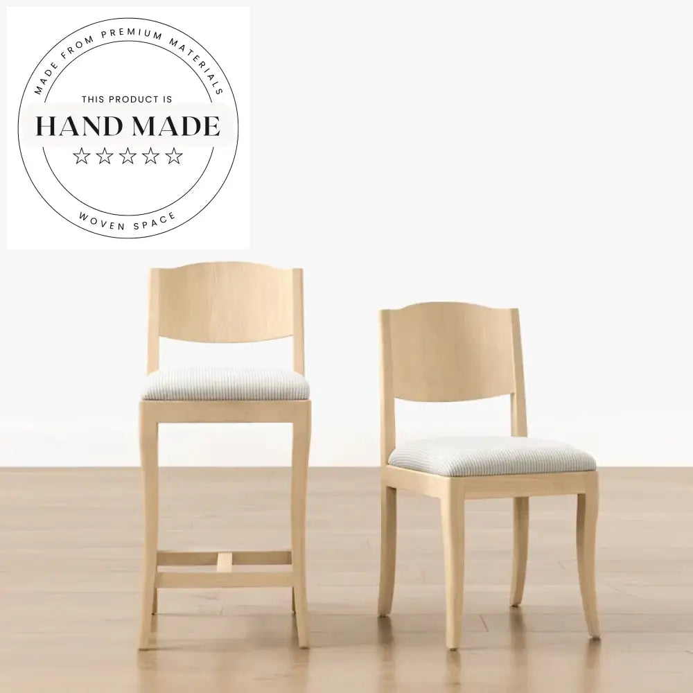 Modern Solid Wood Upholstered Swivel Bar Counter Stool