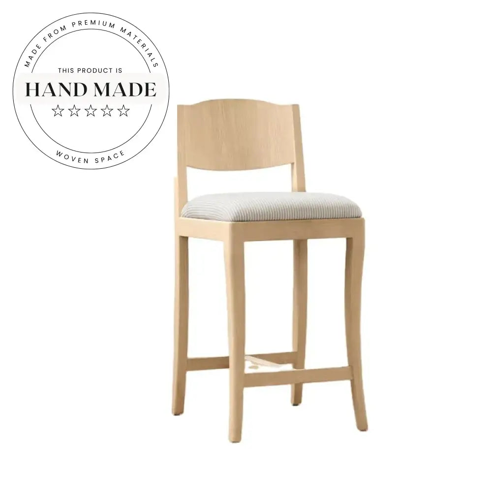 Modern Solid Wood Upholstered Swivel Bar Counter Stool