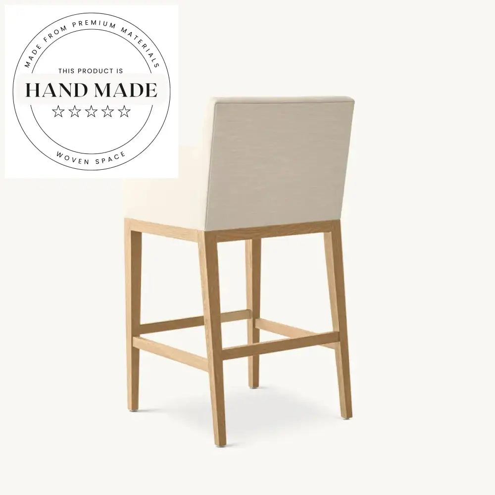 Modern Solid Wood Upholstered Swivel Bar Stool for Kitchen Counter Dining