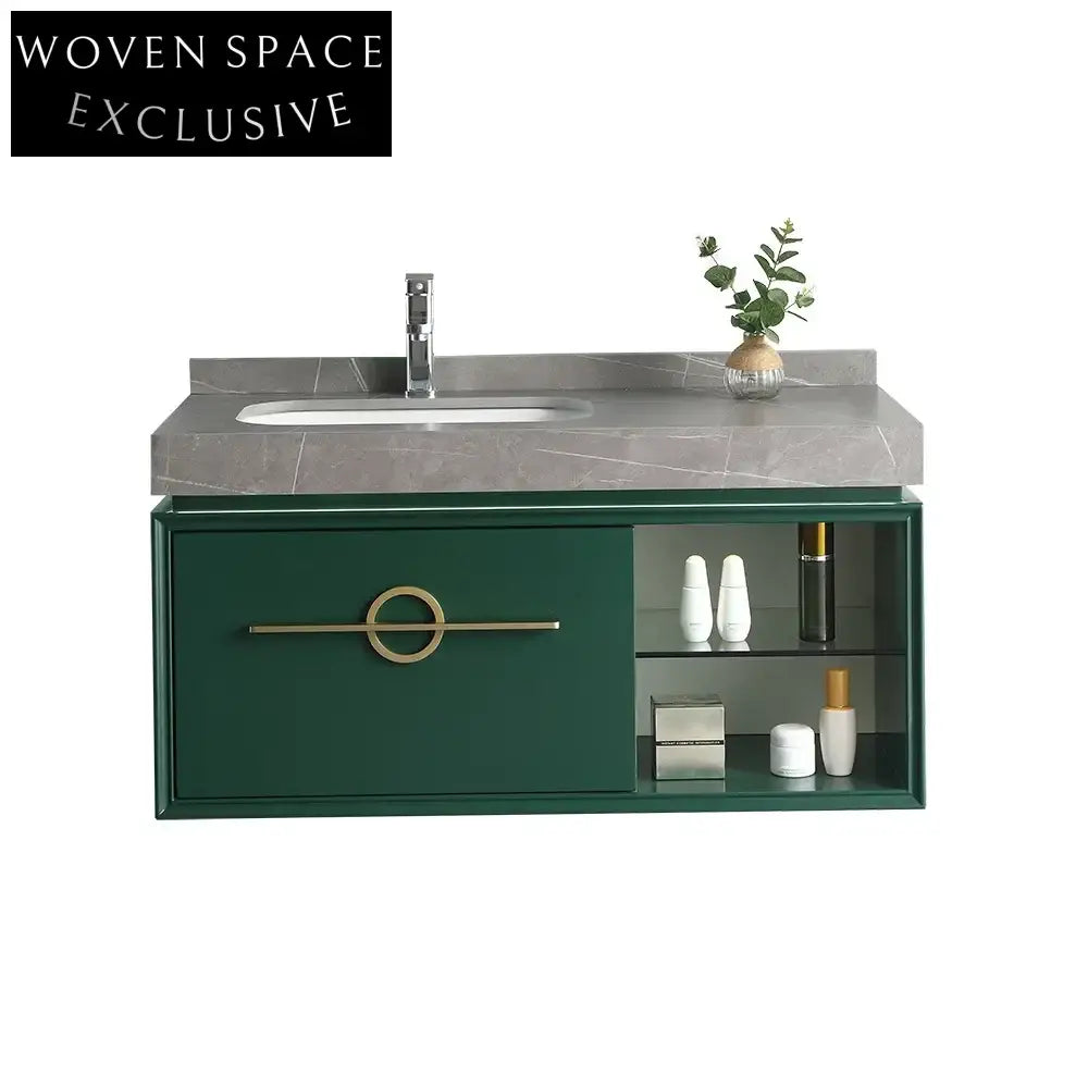 Modern Solid Wood Waterproof Bathroom Vanity with LED Mirror Set