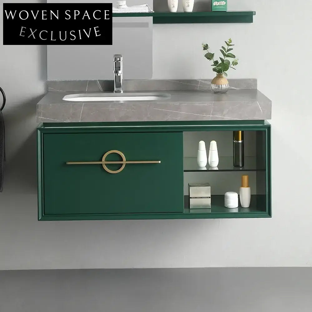Modern Solid Wood Waterproof Bathroom Vanity with LED Mirror Set