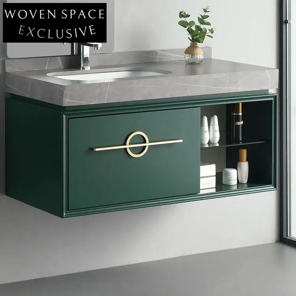 Modern Solid Wood Waterproof Bathroom Vanity with LED Mirror Set