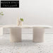 Modern Solid Wood Wave Top & Cylinder Base Living Room Coffee Table