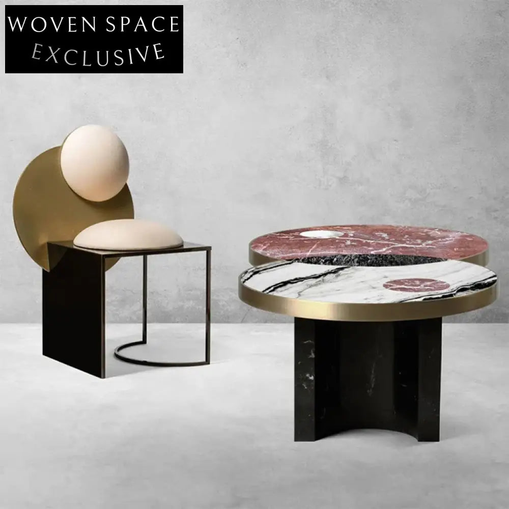 Modern Splicing Design Marble Gold Metal Frame Luxury Living Room Coffee Table