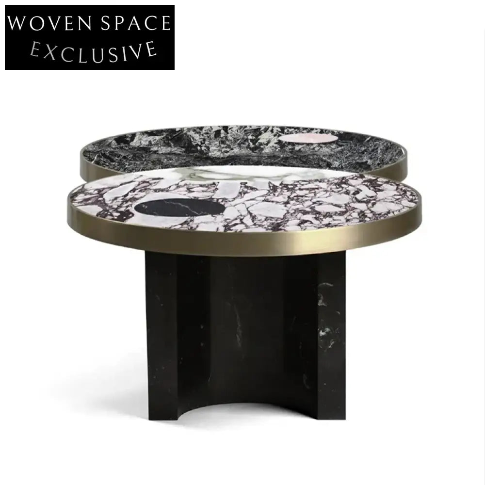 Modern Splicing Design Marble Gold Metal Frame Luxury Living Room Coffee Table