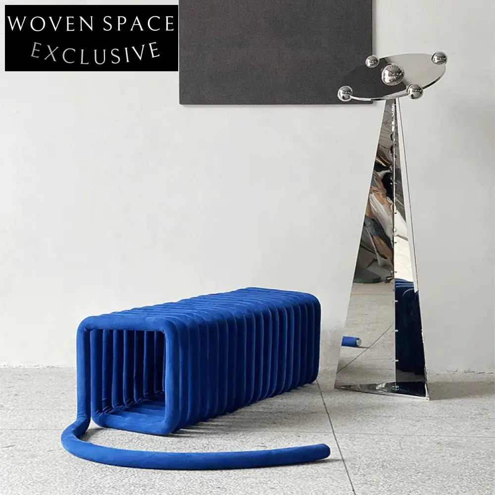 Modern Spring Ottoman Bench with Wire Base for Living Room Seating