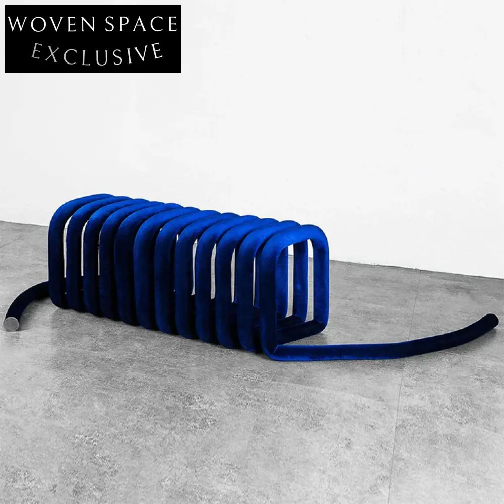 Modern Spring Ottoman Bench with Wire Base for Living Room Seating