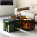 Modern Square Acrylic & Glass Coffee Table with Storage for Living Room