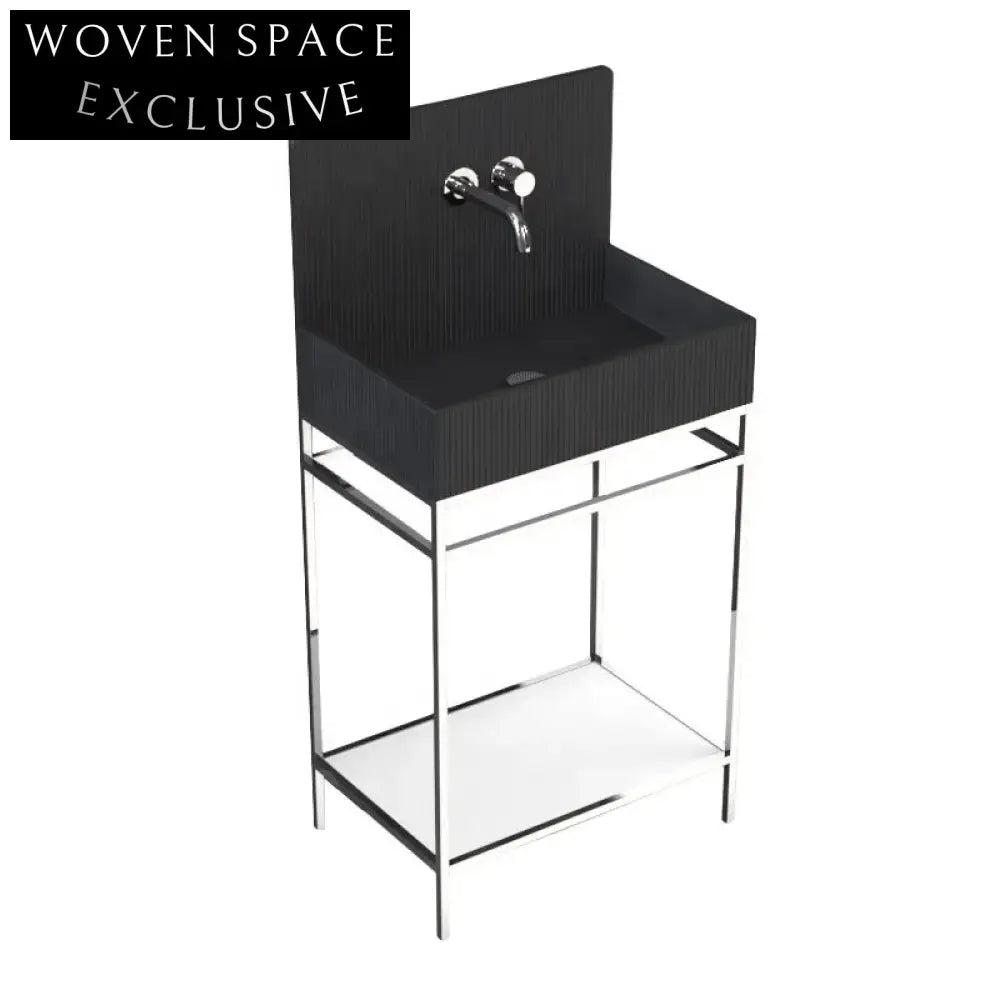 Modern Square Black Resin Wall-Hung Bathroom Sink – Premium Artificial Stone