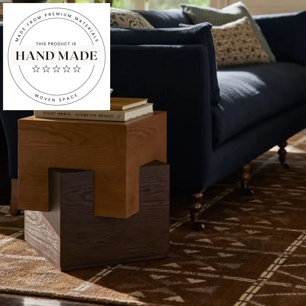 Modern Square Brown Solid Wood Retro Nordic Corner Side Table