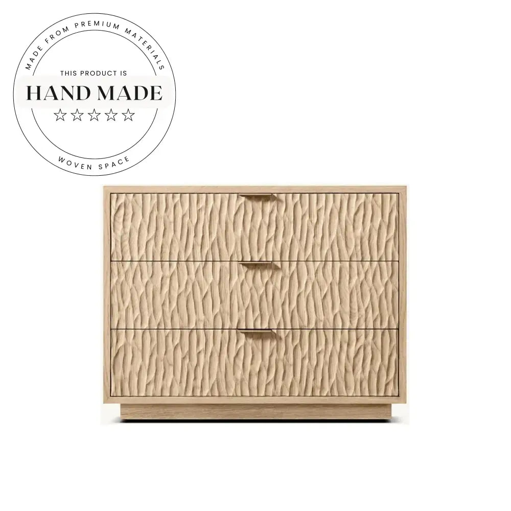 Modern Square Carved Wood Nightstand with Storage Drawer Bedside Table