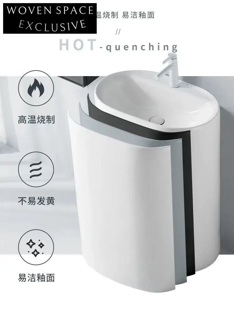 Modern Square Ceramic Pedestal Hand Wash Sink for Elegant Bathrooms