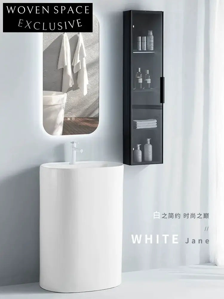 Modern Square Ceramic Pedestal Hand Wash Sink for Elegant Bathrooms