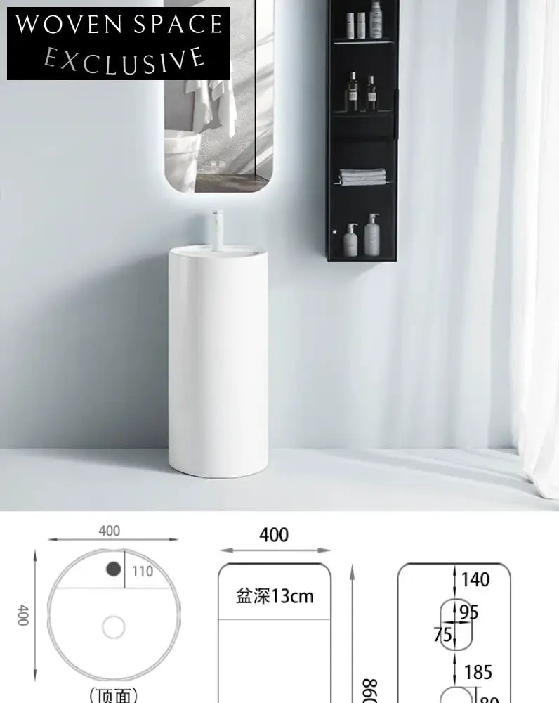 Modern Square Ceramic Pedestal Hand Wash Sink for Elegant Bathrooms