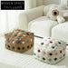 Modern Square Fabric Ottoman Stool, Plush Cube Footrest for Living Room