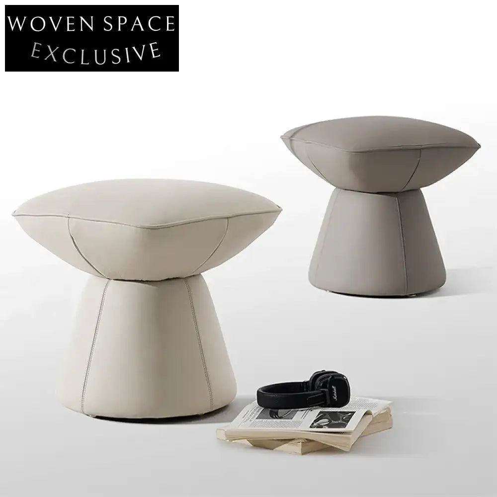 Modern Square Fabric Ottoman Stool - Plush Teddy Upholstery for Living Room