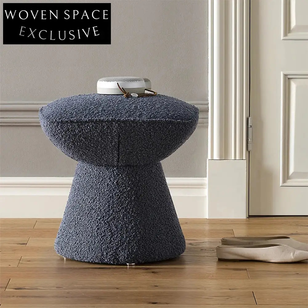 Modern Square Fabric Ottoman Stool - Plush Teddy Upholstery for Living Room