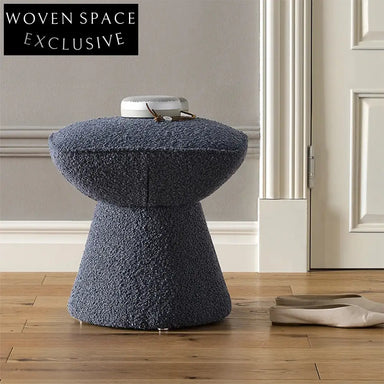 Modern Square Fabric Ottoman Stool - Plush Teddy Upholstery for Living Room