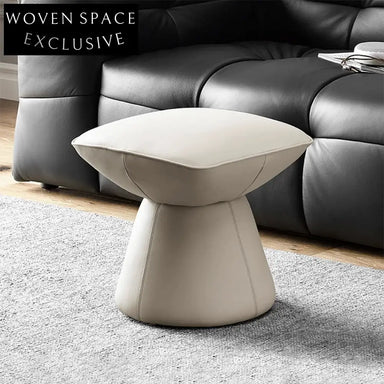 Modern Square Fabric Ottoman Stool - Plush Teddy Upholstery for Living Room