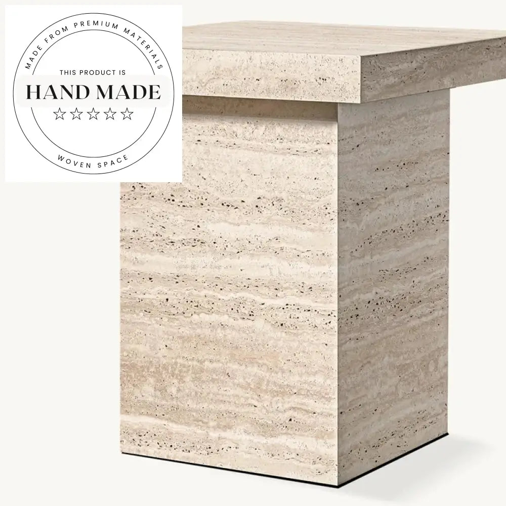 Modern Square Natural Arabescato Marble Stone Outdoor Accent Side Table