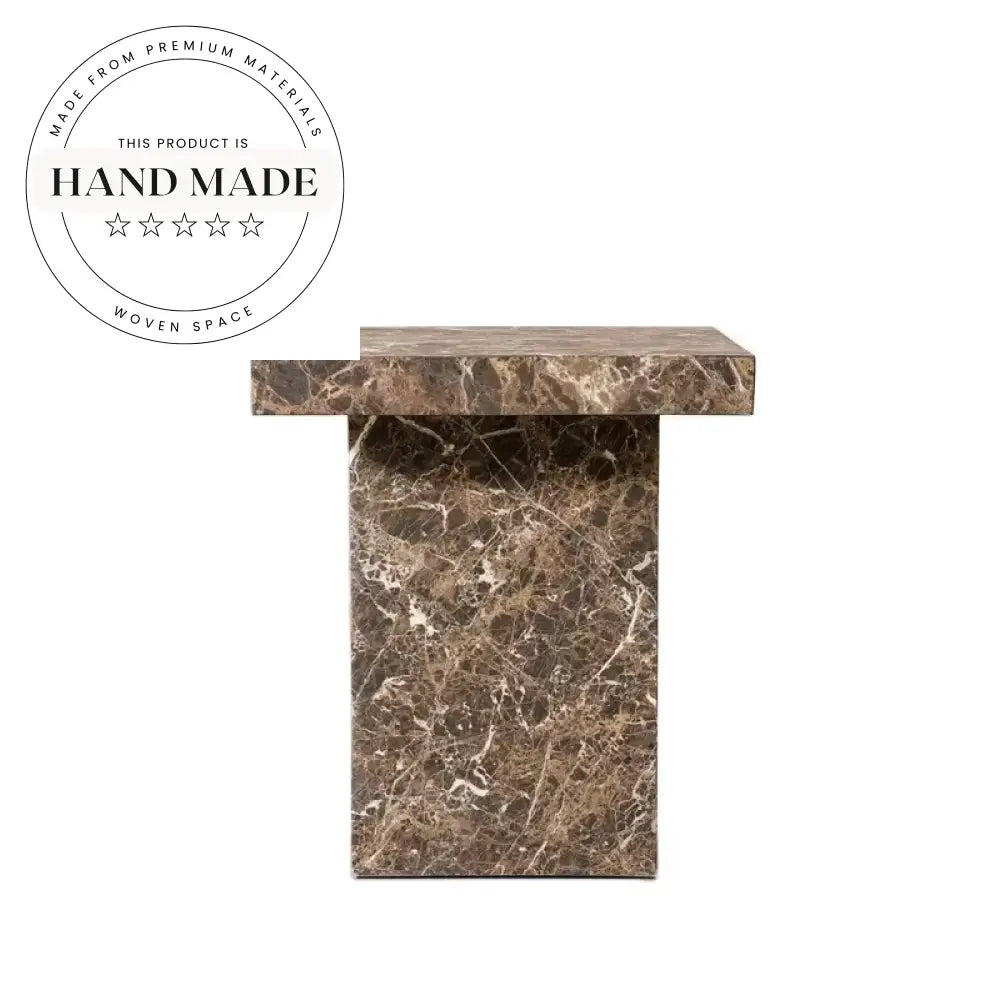 Modern Square Natural Arabescato Marble Stone Outdoor Accent Side Table