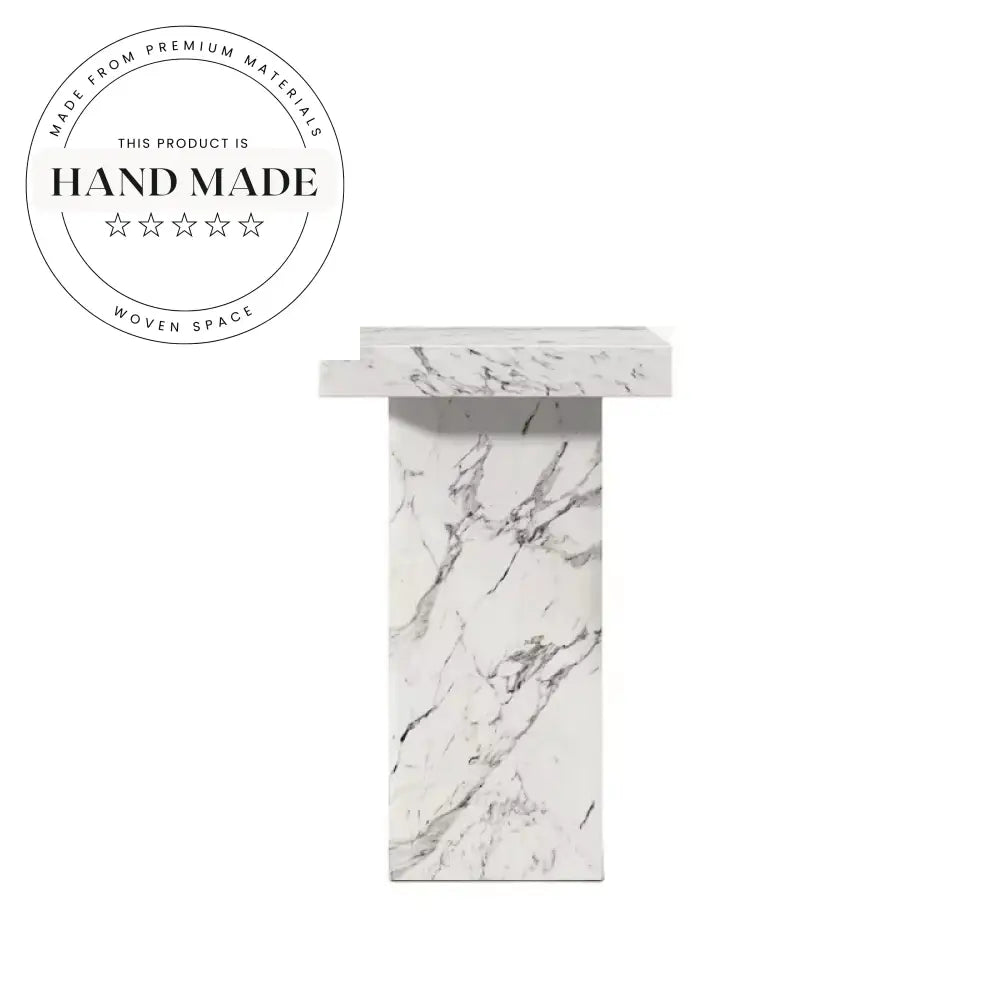 Modern Square Natural Arabescato Marble Stone Outdoor Accent Side Table