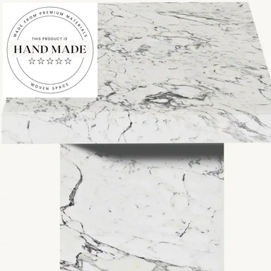 Modern Square Natural Arabescato Marble Stone Outdoor Accent Side Table